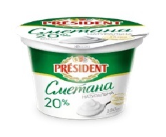Сметана ТМ PRESIDENT 20% (Стакан 0,180 кг)